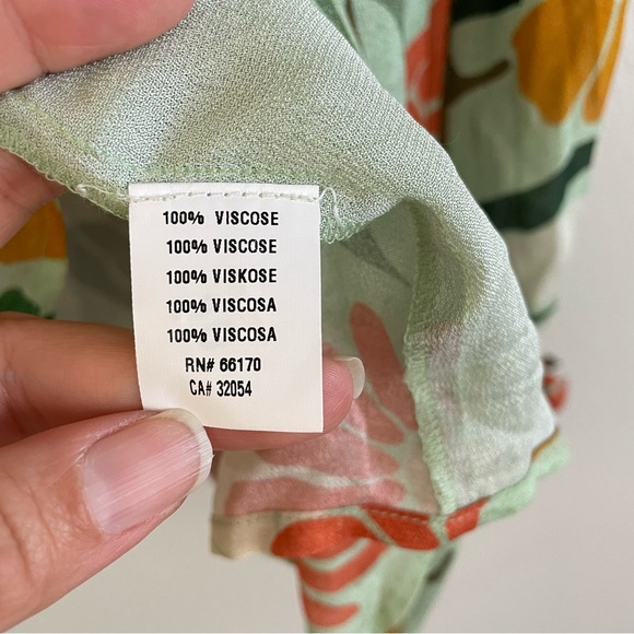 Blnk London Botanical Sage Balloon Sleeves Miranda Peasant Blouse Size Small - Picture 10 of 16